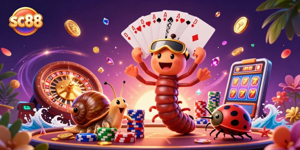 Experience the thrill of sc88 with vibrant casino action from a millipede dealer and high-roller snail.